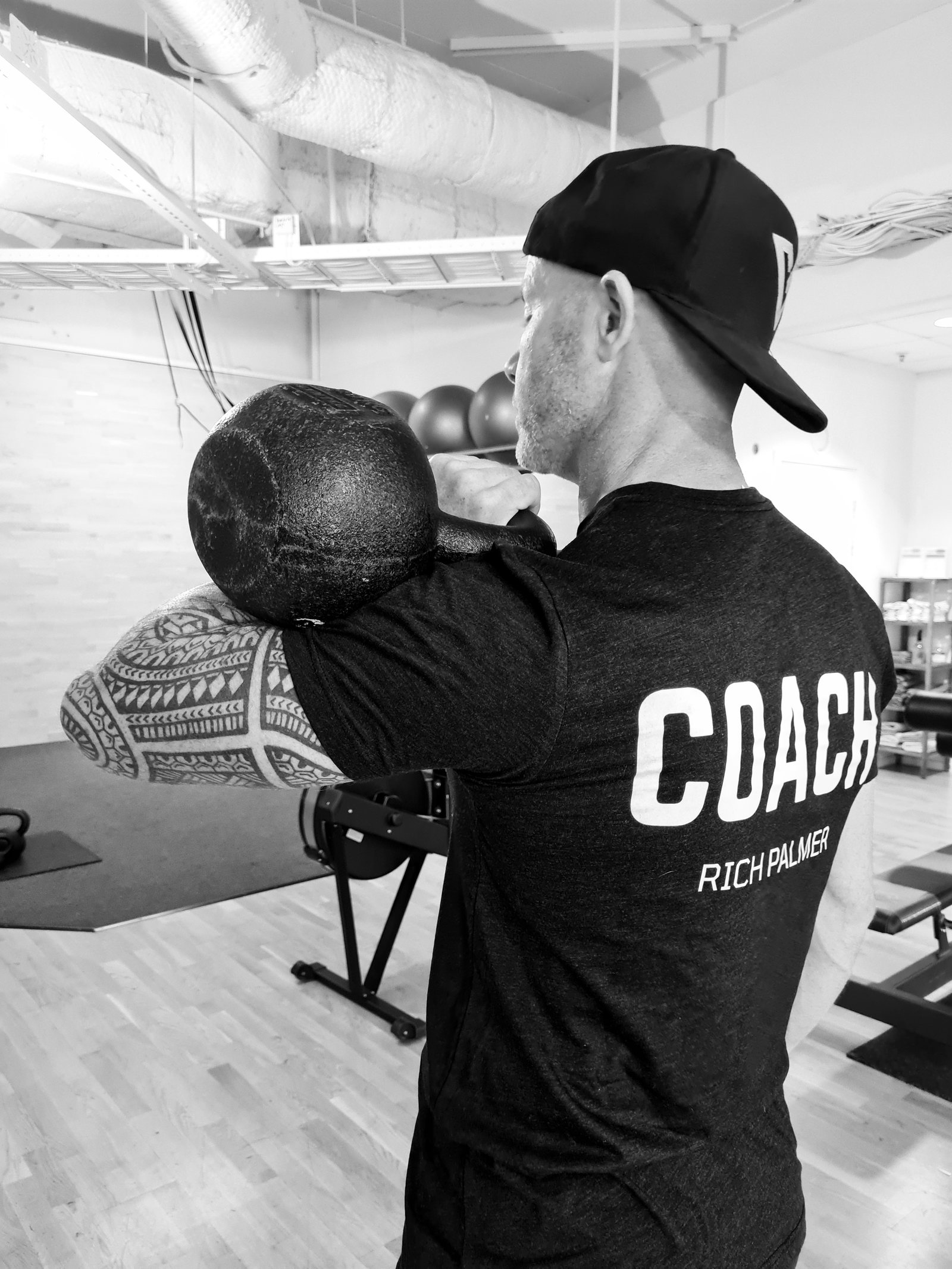 Rich Palmer training with a kettlebell